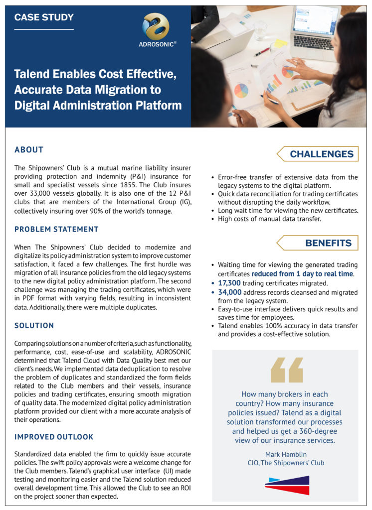 ADROSONIC Case Study Talend for Data Migration 1