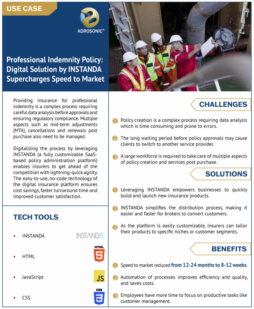 ADROSONIC Use Case INSTANDA for Professional Indemnity Policies